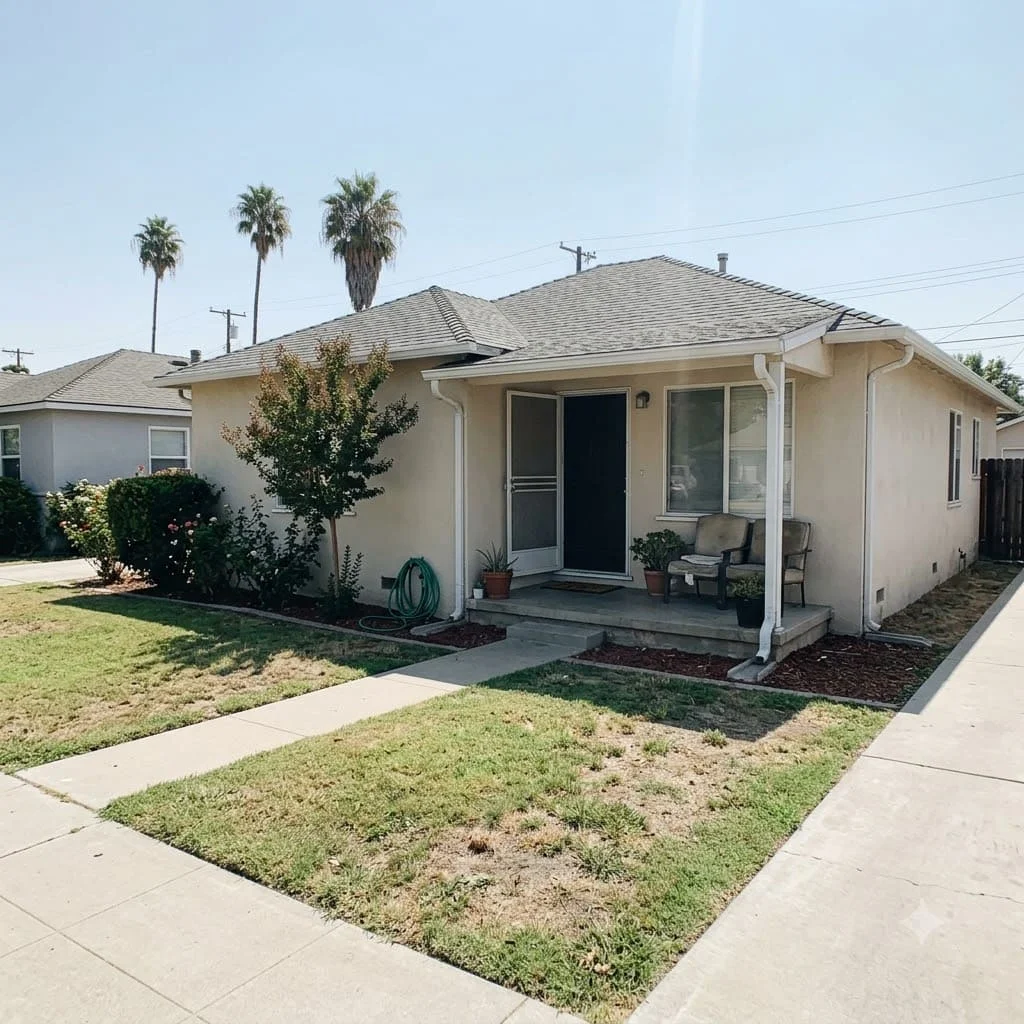A Fresno front yard and porch